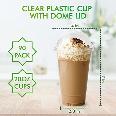 Lilymicky [100 Sets 12 oz Clear Plastic Cups with Dome Lids, Disposable Plastic Drinking Cups, 12 oz Parfait Cups for Ice Coffee, Smoothie, Bubble