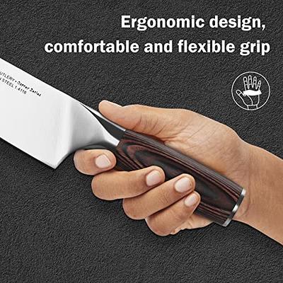 Tuo Santoku Knife Japanese Chef Knife 7 inch Asian Knife Ultra Sharp Kitchen Knife,Forged German Stainless High Carbon Steel,Ergonomic Pakkawood