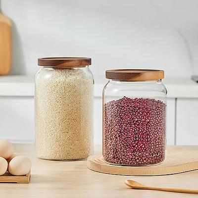 Large Glass Food Storage Jar Set , Decorative Coffee Bar Container With  Glass Flour Canister With Airtight Bamboo Lids For Kitchen Corner, Free  Flour