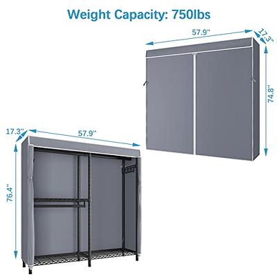 VIPEK V4C Garment Rack with Cover Heavy Duty Covered Clothes Rack, White Metal Closet Rack with Gray Cover