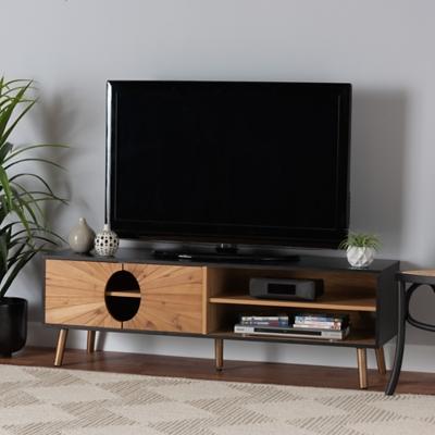 Baxton Studio Chester TV Stand Dark Brown Natural Brown Yahoo