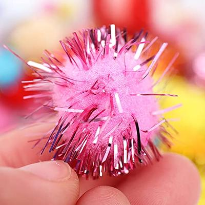 Lot 100pcs Glitter Tinsel Pompom Balls Small Pom Ball Cat Puppy Pe.-lq