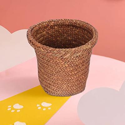 KOLWOVEN Wicker Trash Can with Lid in Bedroom, Bathroom - 3 Gallon