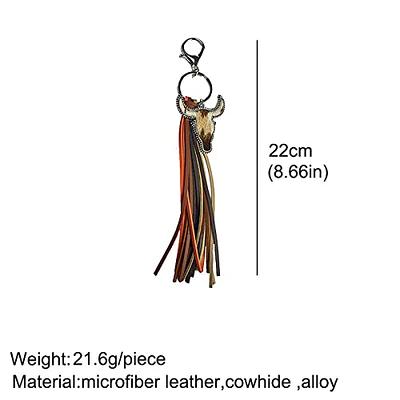 2Pcs Fashion Alloy Key Chain Ring Leather Tassels DIY Craft