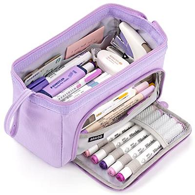 CICIMELON Large Capacity Pencil Case with 4 Compartments, Multi-Slot Pencil  Pouch Pen Bag Aesthetic School Supplies Organizer for Teens Adults, Purple  