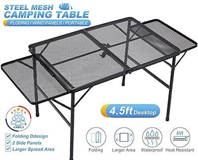 YITAHOME 6Ft Metal Folding Table for Grill Portable 2-in-1 Design Folding  Grill Table with Mesh Desktop for Camping Cooking BBQ Picnic, White