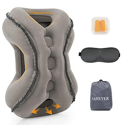 Inflatable Travel Pillow for Airplane, Inflatable Neck Air Pillow for Sleeping to Avoid Neck and Shoulder Pain, Comfortably Support Head, Neck and