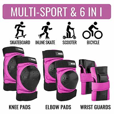 JBM BMX Bike Adult Knee Pads and Elbow Pads with Wrist Guards Protective  Gear Set (L/Purple) 