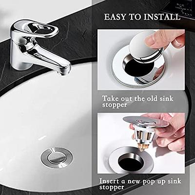 Universal Bathroom Sink Stopper, 1.1~1.5” Bathtub Stopper for Kitchen  Bathtub Sink Drains Anti Clogging Sink Drain Filter with Hair Catcher  (Silver)