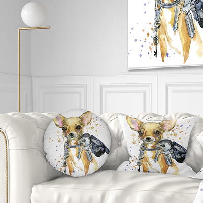 Corgi Dog Original Art Decorative Pillow, Abstract Throw Pillow