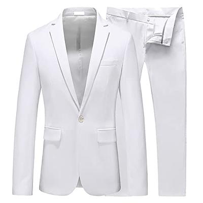 Mens 3 Piece Suits, One Button Slim Fit Solid Color Wedding Tuxedo