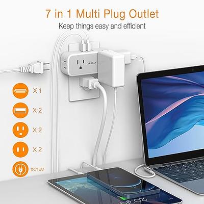  USB Wall Charger, LENCENT Wall Adapter with AC Outlet and 3 USB  Ports, Cube Power Strip Extender Plug Expander with Multiple USB Charger,  NO Surge Protector for Travel Cruise Ship, Home