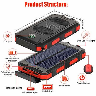  UYAYOHU Power-Bank-Solar-Portable-Charger - 40000mAh Power Bank  Large Capacity Built in 3 Output and 1 Input Cables and Flashlight 5V3.1A  Fast Charger Compatible with All Smart Phones and Devices : Cell Phones