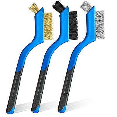 3Pcs Stainless Steel/Brass/Nylon Brushes Set 7inch - Small Mini Wire Metal  Scratch Brush for Cleaning Rust, Drill, Small Spaces, Polishing (Blue) -  Yahoo Shopping