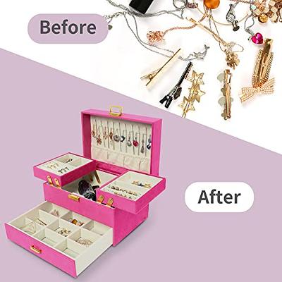 Dajasan Jewelry Boxes for Women Girls, Jewelry Storage Organizer, 4 Layers  Large Jewelry Organizer Box with 2 Drawers for Friends, Wife or Mother Gift