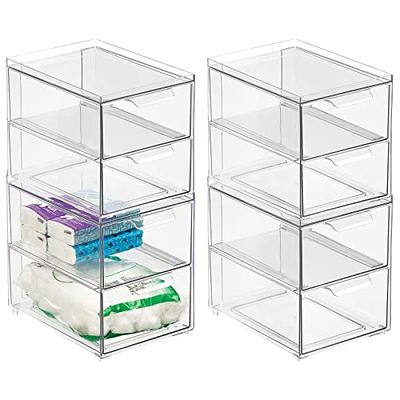 mDesign Stackable Closet Storage Bin Box with Pull-Out Drawer - Clear