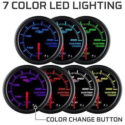  2 Inch 52mm Car Blue LED Digital Water Temperature Fahrenheit  Gauge Kit with Temp Sensor Black : Automotive