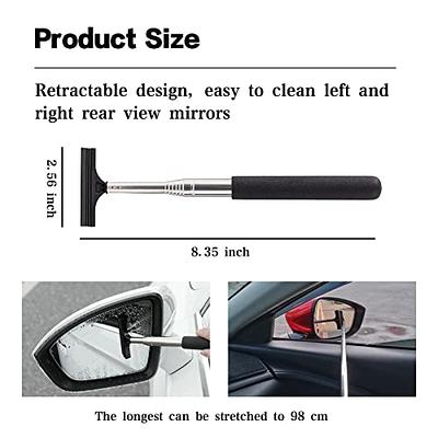 2PCS Car Rearview Mirror Wiper, 2 Sizes Car Side Mirror Squeegee,  Telescopic Auto Mirror Squeegee Cleaner, Portable Rearview Mirror Scraper,  98cm Long