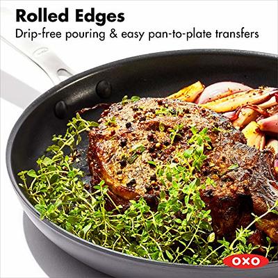 OXO Good Grips 12 Frying Pan Skillet with Lid, 3-Layered German Engineered  Nonstick Coating, Stainless Steel Handle with Nonslip Silicone, Black