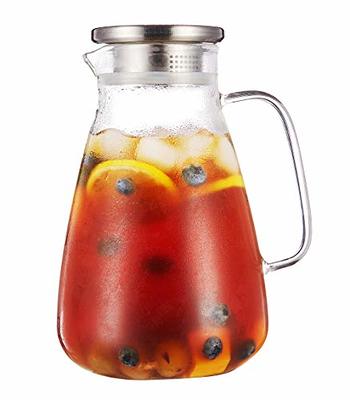 NETANY 50oz Water Carafe with Flip Top Lid, Clear Plastic Pitcher for Iced  Tea, Juice, Lemonade, Milk, Cold Brew, Mimosa Bar - Juice Containers with