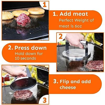 SSTOOHL Smash Burger Press, Stainless Steel Burger Smasher for Flat Top  Griddle Grill, Bacon Press, Non-Stick Hamburger Press Patty Maker, Ground  Beef