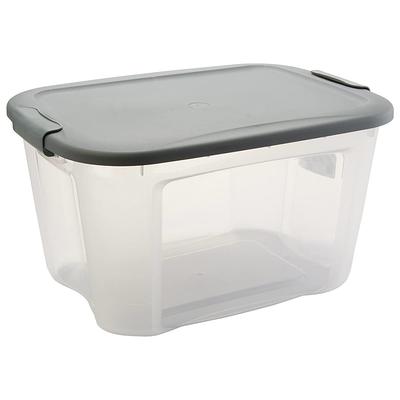 HART 68 Quart Clear Latching Plastic Storage Bin Container, Clear with Blue  Lid, Set of 4