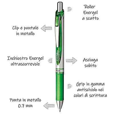 Pentel EnerGel RTX Retractable Liquid Gel Pen, (0.7mm) Metal Tip