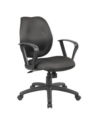 Boss Office Products Black Contemporary Ergonomic Adjustable Height Swivel  Upholstered Task Chair