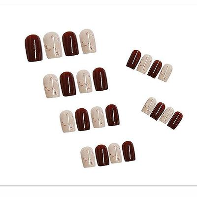 French Autumn Winter False Nail Short Square Press on Nails for