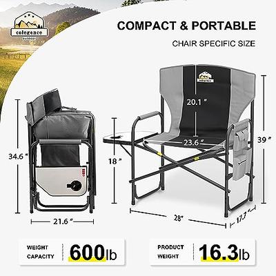 Colegence Oversized Director Camping Chair,600 LBS Heavy Duty Folding Chair,24Cozy  Outdoor Chair,With Cup Holder and Adjustable Table Folding Chair for Outside  Beach,Lawn,Fishing,Camping,Patio,Makeup - Yahoo Shopping