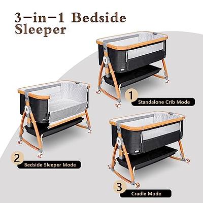  nordmiex Bedside Sleeper Bedside Crib, Baby Bassinet 3 in 1  Travel Baby Crib Baby Bed with Breathable Net,Adjustable Portable Bed for  Infant/Baby(Deep Grey) : Baby