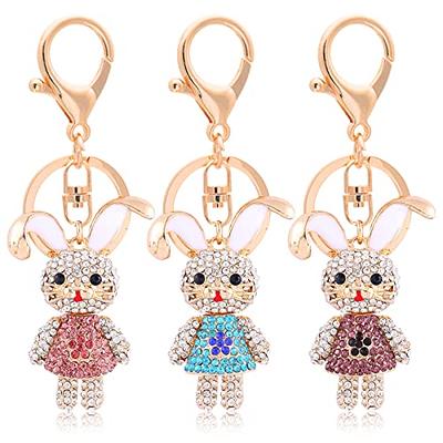 WILLBOND 3 Pieces Animal Pom Pom Keychain