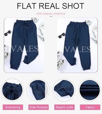 Womens Casual Cotton Pants Straight Leg Drawstring Elastic High Waist Loose  Comfy Trousers Summer Outfits with