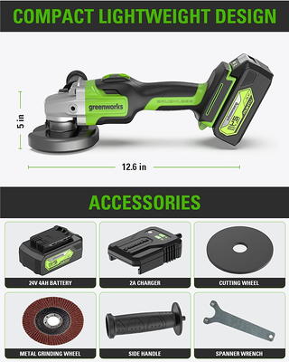 Angle Grinder Cordless,Cordless Grinder With Battery And Charger,4000mAh  Batteries,21V,10000RPM Brushless Motor Metal Grinder,4-1/2'' Cutting  Wheels, Flap Disc,Cordless Metal Cutting Tool 