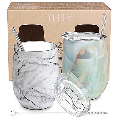 Stainless Steel Insulated Coffee Mug - THILY 12 oz Vacuum Insulated Coffee  Cup with Handle, Spill-Proof Lid, Keep Coffee Cold or Hot, Cute Birthday