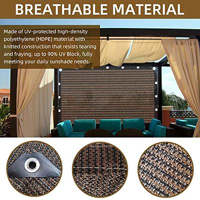 10 ft. x 16 ft. 90% Shade Fabric Sun Shade Cloth with Grommets for Pergola  Cover Canopy, Wheat ( 12-Bungee Balls)