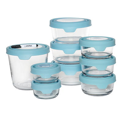 Anchor Hocking Classic Glass Food Storage Containers with Lids, Teal, 1 Cup  (Set of 4)