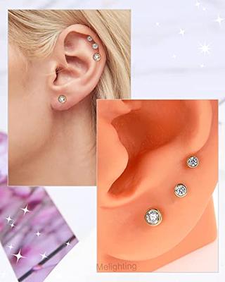 Diamond Heart Tragus Piercing 14K Solid Gold Helix Flat Back 