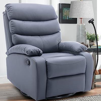 Easy Assembly Living Room Chairs Recliner Chair with Back Support Reading Chair with Footrest Ottomanson Fabric: Gray Polyester