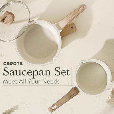 CAROTE 1.5 Quart Saucepan with Lid Small Nonstick Sauce Pot with