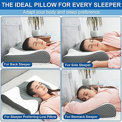 Neck Pillow, Cervical Pillow for Pain Relief, Memory Foam Pillows Sleeping,  Adjustable Ergonomic Cooling Side, Back and Stomach Sleepers