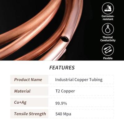 Eoiips Copper Tube 3/16 OD × 5/32 ID(4-5mm) Seamless Round Pipe Tubing,  Copper Refrigeration Tubing (19.68 FT) - Yahoo Shopping