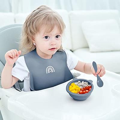 Sperric Silicone Suction Baby Bowl with Lid - BPA Free - 100% Food Grade  Silicone - Infant Babies And Toddler Self Feeding (Green & Orange)