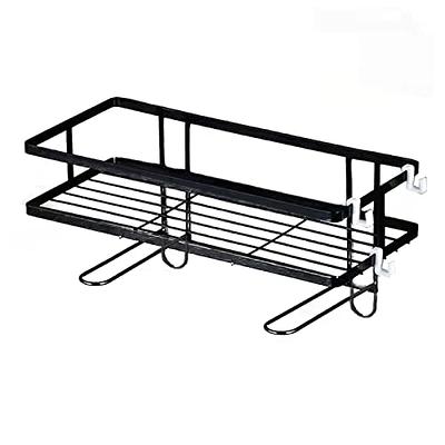 EKNITEY Flolding Over Toilet Storage - No Assembly Bathroom Organizer Shelf  Above Toilet Storage Rack with Hooks and Paper Holder 2 Tier Black