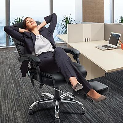 Reclining Office Chair with Foot Rest, Mesh Office Chair, Ergonomic Office  Chair with footrest, Computer Desk Chair with Lumbar Support Pillow, 280lb  Capacity 