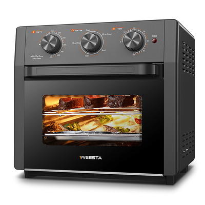 Comfee' Retro Air Fry Toaster Oven, 7-in-1, 1500W, 19qt Capacity, 6 Slice, Rotisseries, Warm, Broil, Toast, Convection Bake, Black, Perfect for