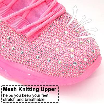 BELOS Women's Fashion Rhinestone Mesh Knit Slip On Sneaker Breathable  Glitter Walking Shoes(Pink,10) - Yahoo Shopping