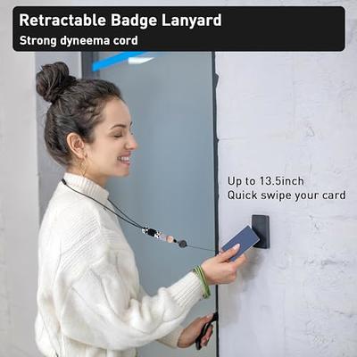 Retractable Badge Reel Lanyard with ID Holder,3 Pcs Beaded Badge