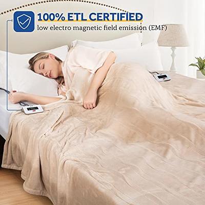 HOMLYNS Electric Blanket Twin Size with 1-12 hrs Timer Auto-Off & 10  Heating Levels, Double-Layer Flannel Heated Blanket with ETL Certification