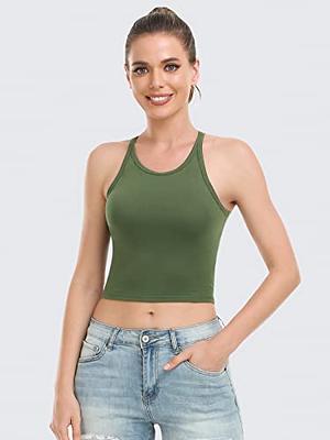 CRZ YOGA Pima Cotton Cropped Tank Tops for Women High Neck Crop Workout  Tops Sleeveless Athletic Gym Shirts